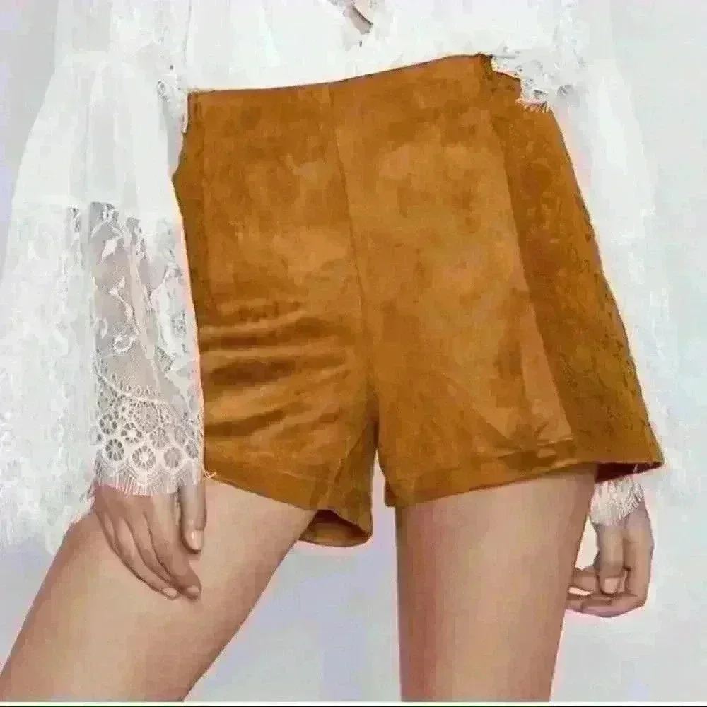 Vintage German Leather Womens Shorts 60's Size‎ M SEE PHOTOS Hipster Classy